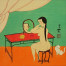 Nude Chinese Woman Mirror Gazing<br>Modern Art Painting