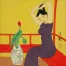 Woman and Lotus in Vase Modern Art Painting