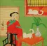 Asian Woman & White Cats Modern Asian Art Painting