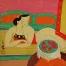 Asian Woman & Fish Bowl Modern Asian Art Painting