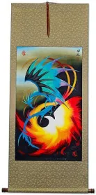 Chinese Dragon with Phoenix - Wall Scroll