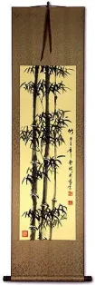 Black Ink Chinese Bamboo Wall Scroll