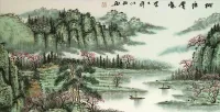 Silence of Spring Rain Asian River Village Landscape