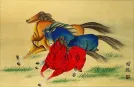 Abstract Galloping Horses<br>Chinese Watercolor Painting