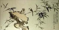 Birds and Bamboo Large Asian Art