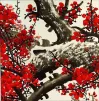 Colorful Red Plum Blossom Asian Art