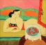 Asian Woman and Fish Bowl<br>Modern Asian Art Painting