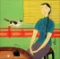 Asian Woman and Cat<br>Modern Asian Art Painting