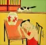 Asian Woman and Goldfish with Cat<br>Modern Chinese Watercolor Art Watercolor Painting