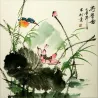 Chinese Bird and Lotus Flower Painting