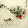 Asian Birds and Persimmon Fruit Asian Art