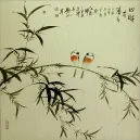 Two Birds on a Branch Large Asian Art