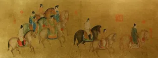 Tang Dynasty Horseback Ride<br>Large Antique-Style Print