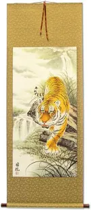 Asian Tiger on the Prowl - Large Wall Scroll
