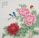 Beautiful Peony Flowers & Birds Painting