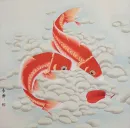 Two Orange Koi Fish Large Painting