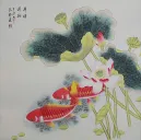 Big Koi Fish and Lotus Flower Painting