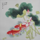 Koi Fish and Lotus Flowers Large Chinese Painting