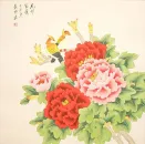 Chinese Golden Birds & Flower Painting