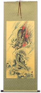 Flying Chinese Dragon - Asian Scroll