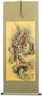 Flying Asian Dragon - Chinese Scroll