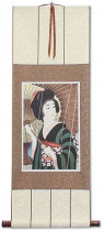 Rain - Woman & Parasol - Japanese Woodblock Print Repro - Wall Scroll