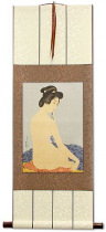 Nude Woman After Bath - Japanese Woodblock Print Repro - Wall Scroll