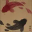 Yin Yang Symbol Fish Portrait with Copper Silk Border
