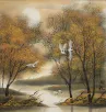 Cranes in the Autumn Chinese Landscape Painting