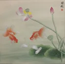Large Goldfish and Lotus Flower Asian Art