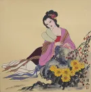 Asian Beauty<br>Beautiful Chinese Woman Watercolor Painting
