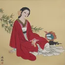 Elegant Asian Woman Asian Paintingwork