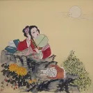 Tang Dynasty Beautiful Asian Woman Painting