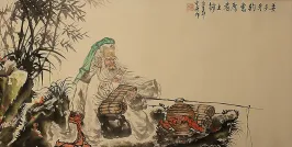 Jiang Ziya Goes Fishing Huge Chinese Painting