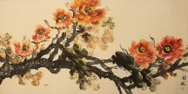 Colorful Peony Flowers Asian Art