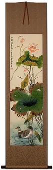 Duck and Lotus Flower Wall Scroll