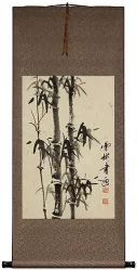 Large Black Ink Chinese Bamboo Scroll