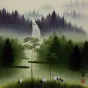 Waterfall Delight Watercolor Chinese Landscape Painting