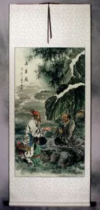 Enjoying the Chinese Zither Music - Wall Scroll