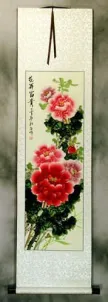 Deep Pink Peony Flower Wall Scroll