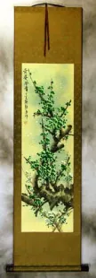 Strange Beauty Fragrant Wind - Green Plum Blossom Wall Scroll