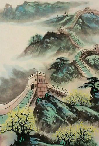 The Green of the Great Wall Scroll close up view