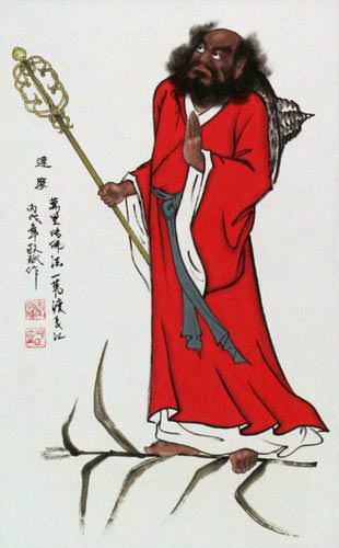 Damo Buddha Wall Scroll close up view