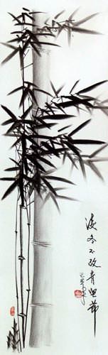 Charcoal Bamboo Wall Scroll close up view