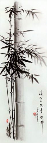 Charcoal Bamboo Wall Scroll close up view