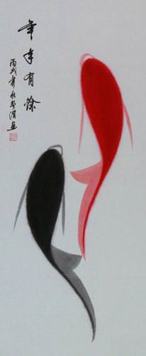 Abstract Koi Fish Wall Scroll close up view