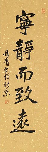 Achieve Inner Peace - Find Deep Understanding - Chinese Proverb Wall Scroll close up view