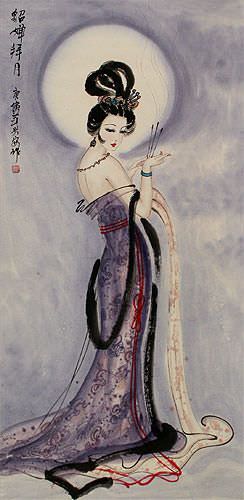 Diao Chan - Famous Beauty of China Wall Scroll close up view