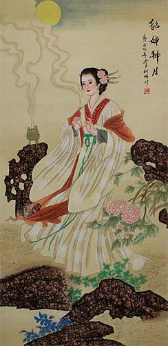 Diao Chan - Famous Beauty of China - Wall Scroll close up view