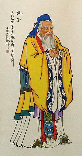 Confucius - The Great Sage - Wall Scroll close up view